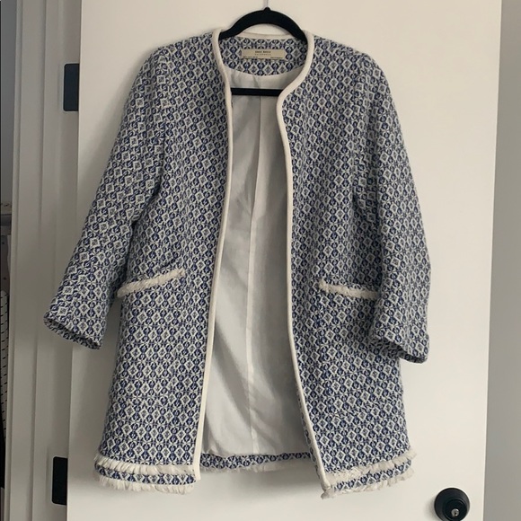 Blue & White Long Blazer